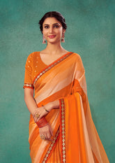 Persian Orange Chiffon Solid Saree
